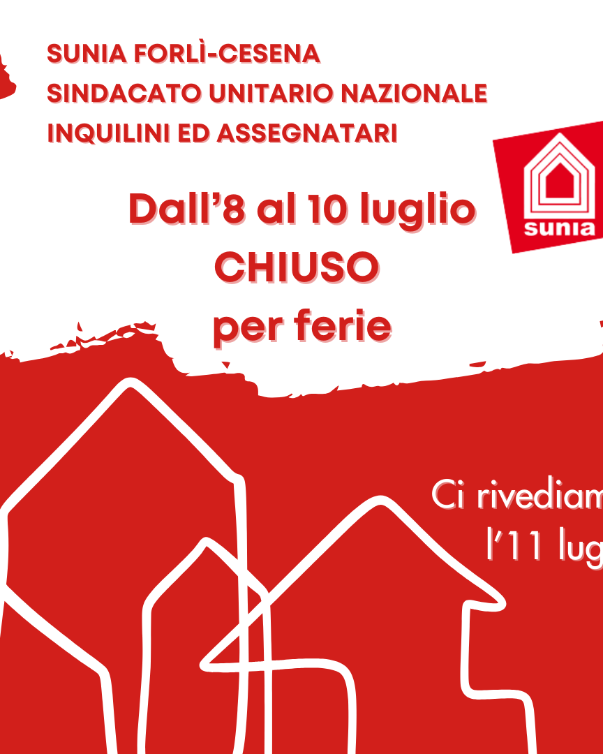 Uffici Sunia Forlì-Cesena chiusi dall’8 al 10 luglio