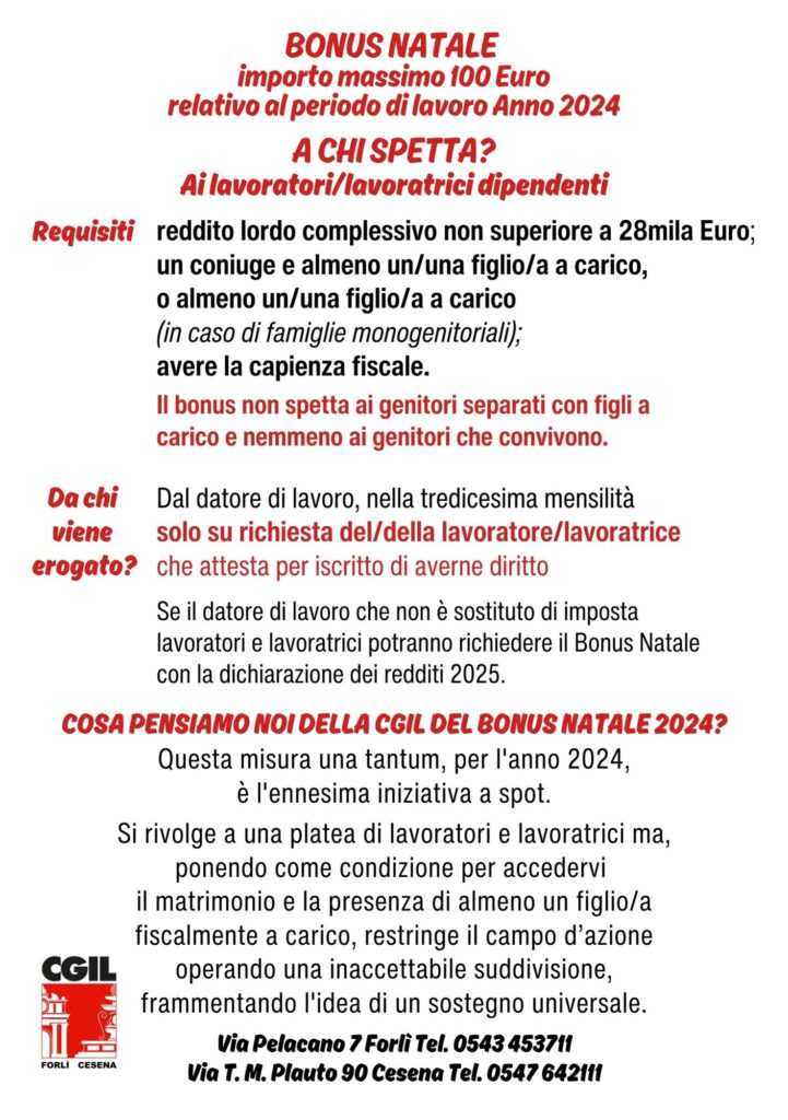 bonus natale 2024 con indicazioni sull'importo