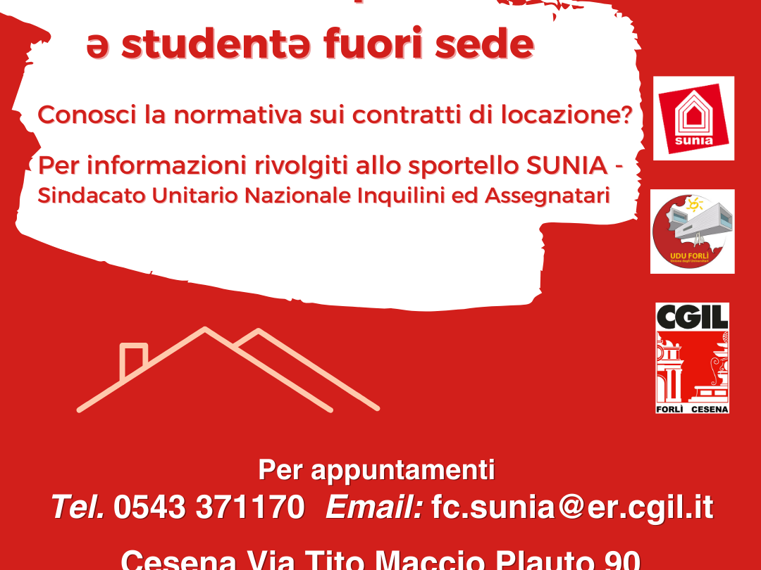 Cgil, Udu e Sunia, guida affitti per studenti fuori sede