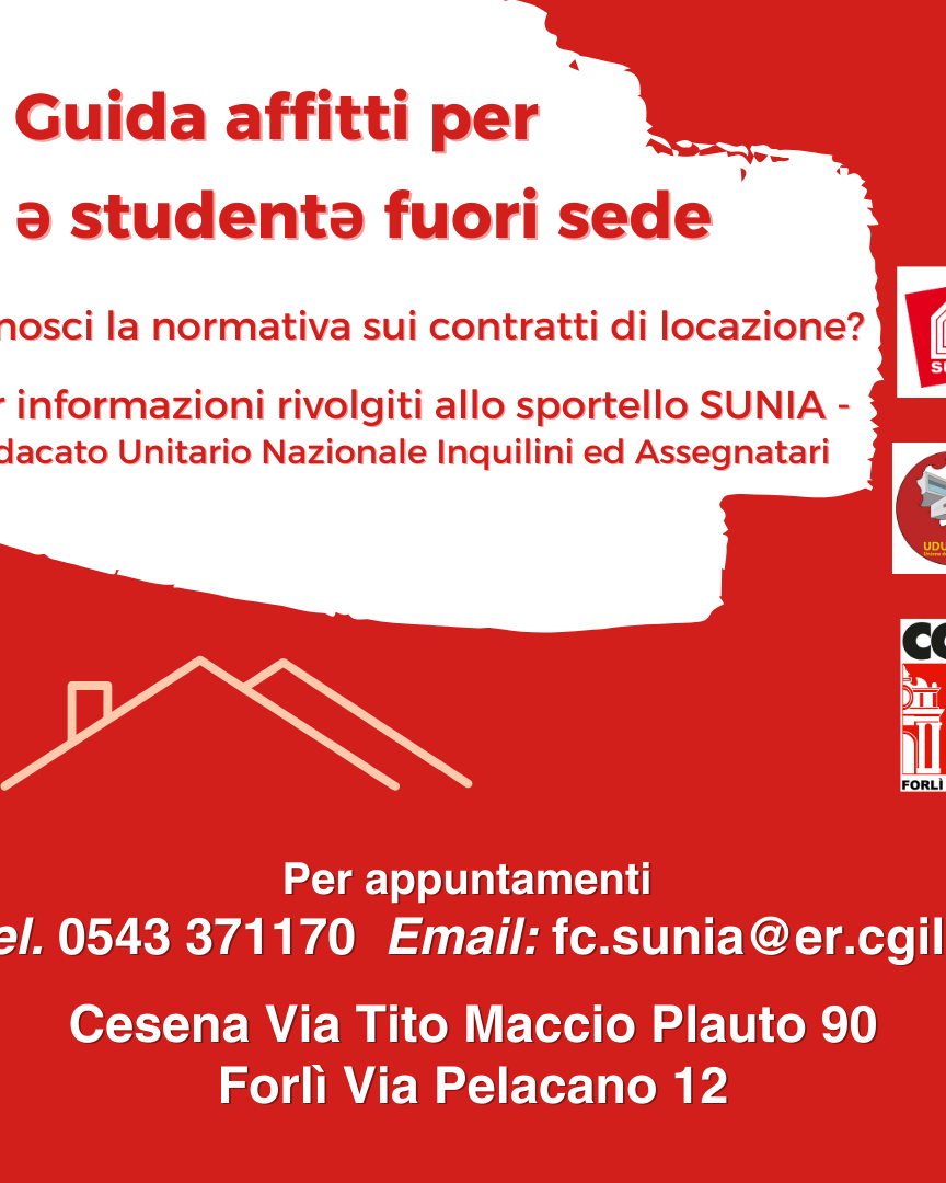 Cgil, Udu e Sunia, guida affitti per studenti fuori sede